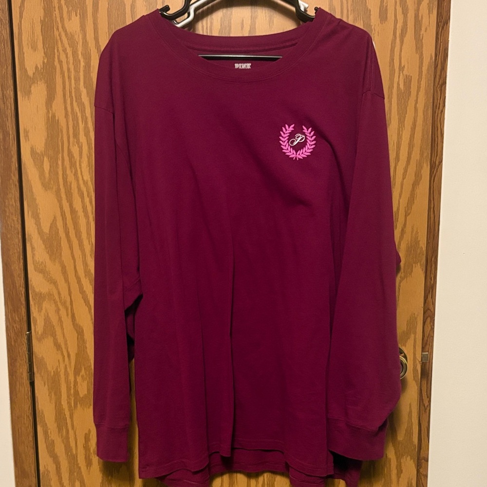 PINK Victoria's Secret Maroon Long Sleeve with Pink Emblem
